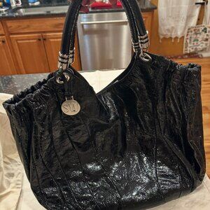 STUART WEITZMAN Large Leather Shoulder Bag Dark Brown NWOT